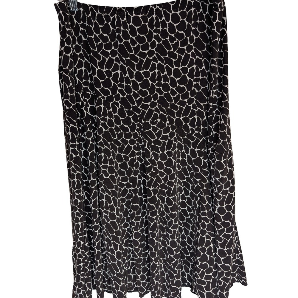 Chico's Midi Skirt Womens Size 2 Large Brown White Giraffe Animal Print Stretch - Picture 7 of 12
